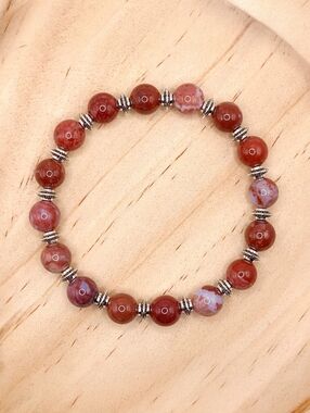 Red Portuguese Agate Natural Stone Bracelet